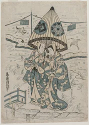 Nakamura Tomijuro and Nakamura Shichisaburo II as the Lovers Agemaki and Sukeroku