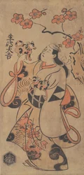 The Actor Ikushima Daikichi as a Woman Standing under an Ume Tree
