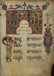 Decorated Initial with Symbol of Evangelist Matthew