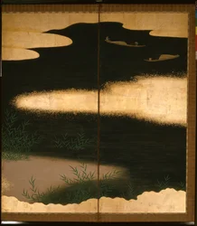 Six-fold screen depicting tales of Ise