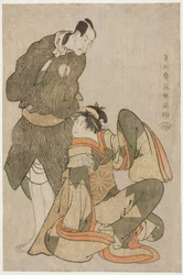 The Actors Iwai Hanshiro IV as Ohan of the Shinanoya and Bando Hikosaburo III as Obiya Choemon
