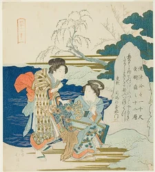 Women Reading a Stele Inscription, from the series the Twelve Shrines at Yotsuya