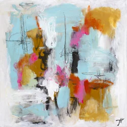 Vibrant Pink Gold Abstract