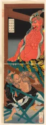 Lu Zhishen in a Drunken Rage Attacking the Guardian Figure at the Temple on Mount Godai