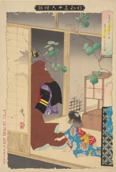 The Fox-Woman Kuzunoha leaving her Child