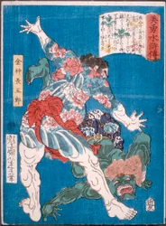 The Wrestler Konjin Chōgorō Throwing a Devil