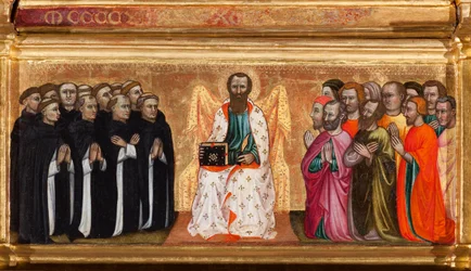 Predella with life of St. Bartholomew, from Virgin and Child surrounded by angels and saints