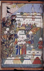 Lala Mustafa Pasha in camp after his Victory at Kars-Nusretname, from 
