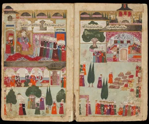 The coronation of the Ottoman Sultan Mehmed III (1566-1603) at the Topkapı Palace in 1595 (from the manuscript Mehmed III