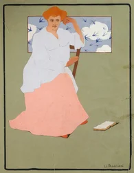 Woman in front of window (Spring), about 1908, by Umberto Boccioni