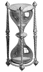16th century hourglass, engraving, 19th century