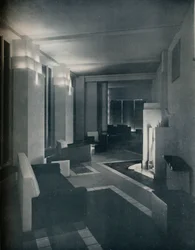 1930s interior with contemporary lighting, 1930