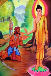 Wat Si Muang Buddhist Temple. Painting Depicting the Life Story of Shakyamuni Buddha, Vientiane, Laos