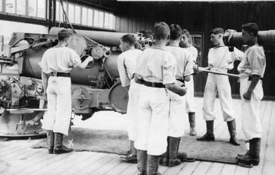 6-inch gun drill, Royal Navy training establishment, Shotley, Suffolk