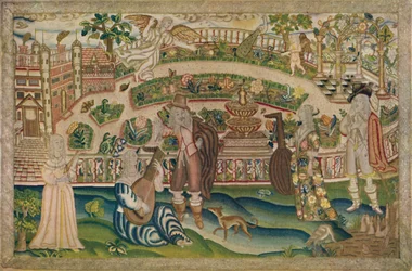 A Garden Scene - Petit-Point Picture of the Period of Charles I
