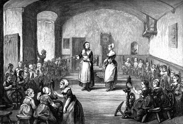A German spinning school, c1880