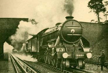A Pacific Engine Picking Up Water at the Rate of 2,500 Gallons in Ten Seconds - London and North