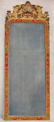 A Very Rare Pier Glass of c1720 in frame decorated with Red Lacquer, c1720