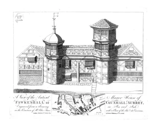 A View of the Antient Manor House of Fawkeshall or Vauxhall, Surrey