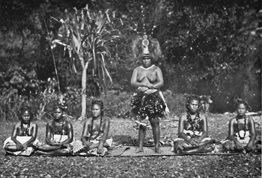 A Group of Samoan Dancing Women in Full Costume
