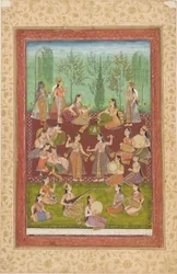 A Group of Women in a Garden, Entertaining Themselves with Music and Dancing
