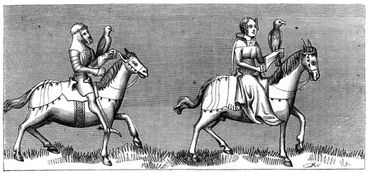 A lady setting out hawking