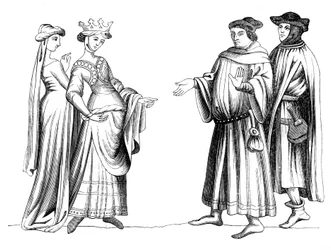 A Noblewoman, Servant and Member of the Bourgeoisie, 14th century 1849