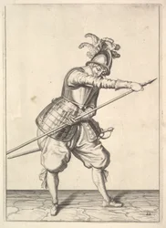 A Soldier Sliding His Right Hand Along the Training-Pike from the Lansquenets Series, Plate 2