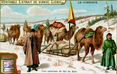 A tea caravan in Asia, c1900