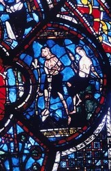 Adam and Eve, Stained Glass, Chartres Cathedral, France