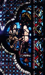 Adam and Eve, Stained Glass, Chartres Cathedral, France, 1205-1215