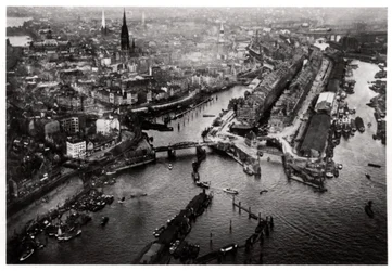 Aerial View of Hamburg Harbour, Germany, from a Zeppelin, c1931-1933