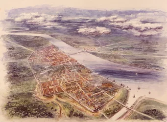 Aerial view of Londinium London from the north-west
