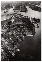 Aerial View of the Bremer Vulkan Shipyard, Bremen, Germany, from a Zeppelin, c1931-1933