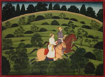 Akrura Rides Toward Dwarka, page from the large Basohli Bhagavata Purana, c. 1760-1765