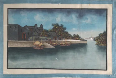 Album Containing Twelve Paintings of Scenes Along a River, 19th century