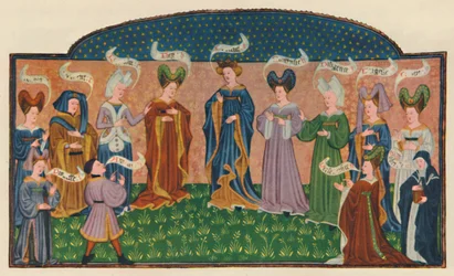 Allegorical Figures in Court Dress, 1445, 1948