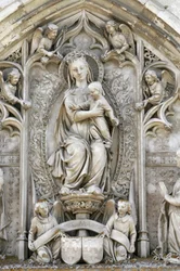 Amboise castle chapel tympanum: Virgin and child, Amboise, France