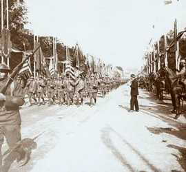 American Troops Marching in Victory Parade, Paris, France
