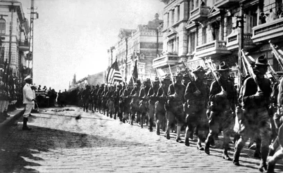 American Troops Parading in Vladivostok, Russia, 1918