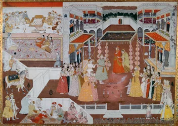 An Indian marriage painting from Lucknow