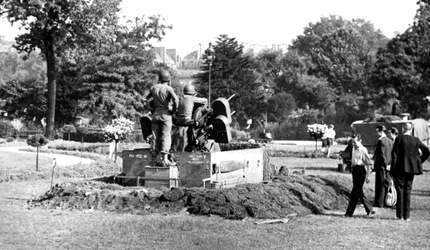 Anti-Aircraft Gun Position in the Garden of the Tuileries, Liberation of Paris, August 1944