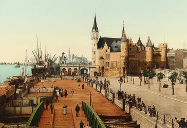 Antwerp. View Over the Old Castle (Het Steen) to the Harbor