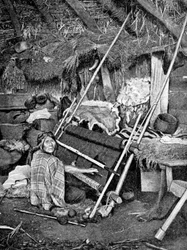 Araucanian Woman Weaving, Chile, 1922