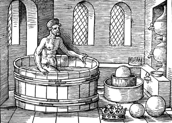 Archimedes, Ancient Greek Mathematician and Inventor, in His Bath