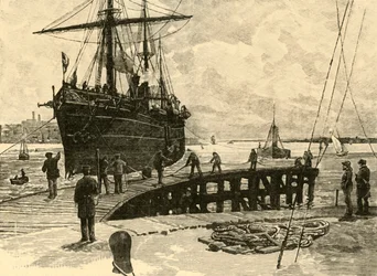 Arrival of a Steamer at Southampton Docks, 1898