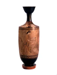 Artemis with a Swan. Lekythos, White-Ground