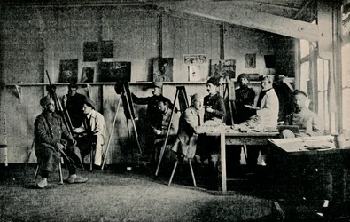 Artist Prisoners of War in Their Studio at Giessen, c1916