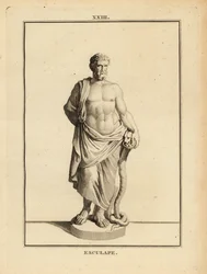 Asclepius, Greek god of medicine with serpent-entwined staff