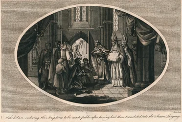 Athelstan ordering publication of the scriptures translated into Anglo-Saxon